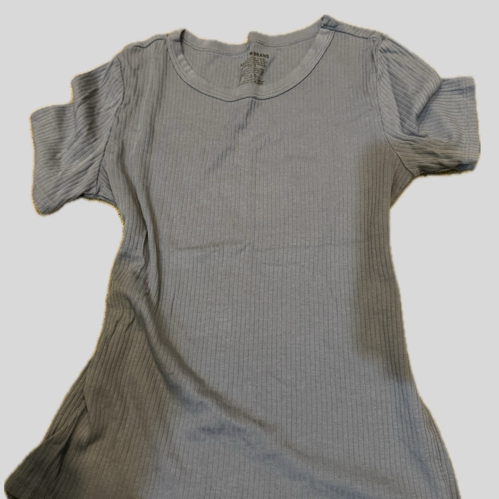 Lucky Brand Light Gray Ribbed Tee